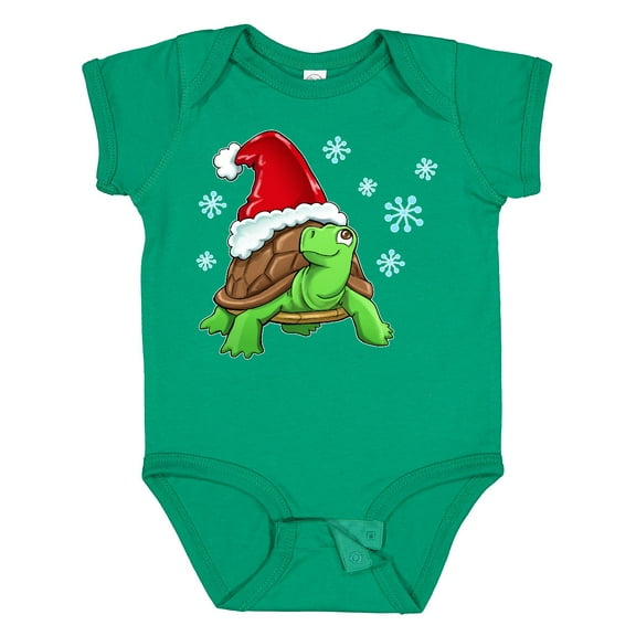 Inktastic Christmas Turtle in with Santa Hat and Snowflakes Boys or Girls Baby Bodysuit