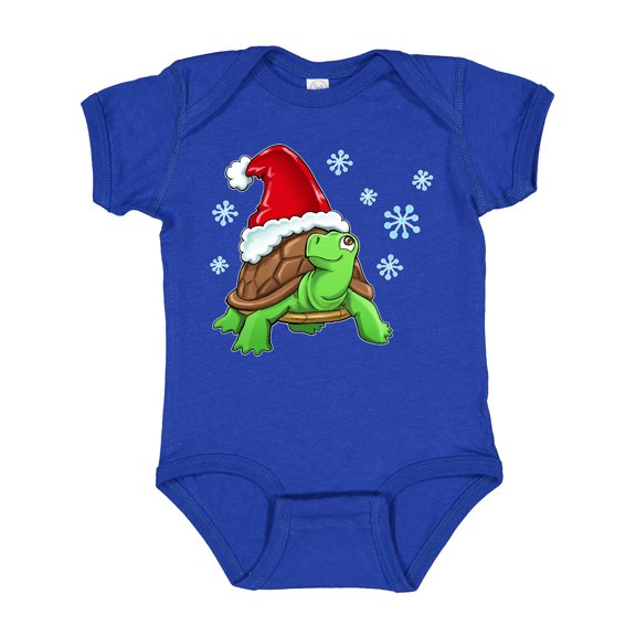 Inktastic Christmas Turtle in with Santa Hat and Snowflakes Boys or Girls Baby Bodysuit