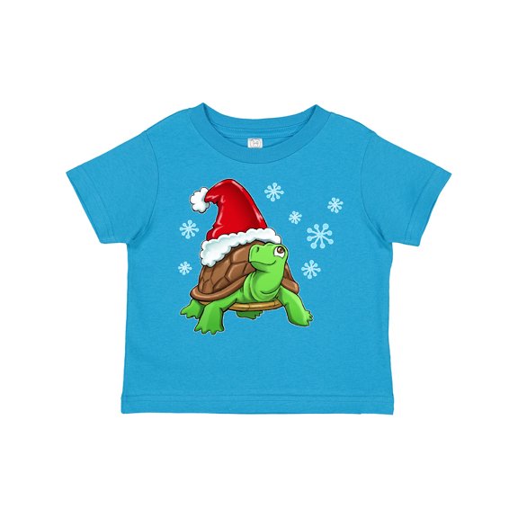 Inktastic Christmas Turtle in with Santa Hat and Snowflakes Boys or Girls Toddler T-Shirt