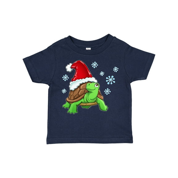 Inktastic Christmas Turtle in with Santa Hat and Snowflakes Boys or Girls Toddler T-Shirt