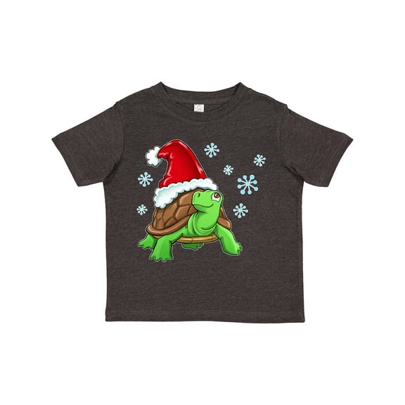 Inktastic Christmas Turtle in with Santa Hat and Snowflakes Boys or Girls Toddler T-Shirt