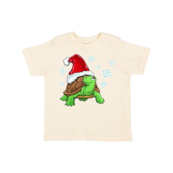 Inktastic Christmas Turtle in with Santa Hat and Snowflakes Boys or Girls Toddler T-Shirt