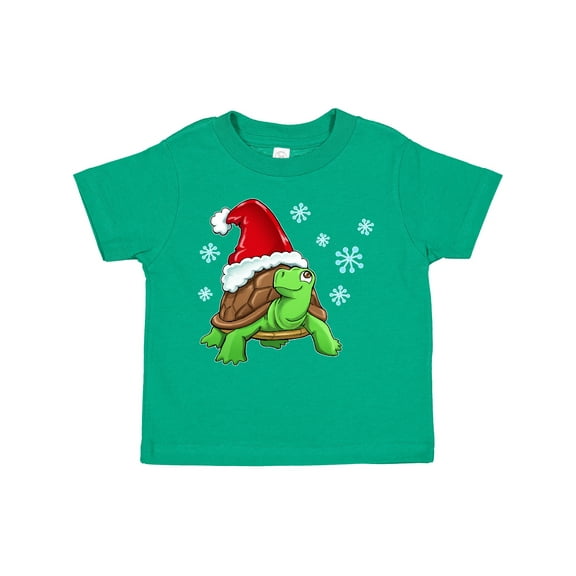 Inktastic Christmas Turtle in with Santa Hat and Snowflakes Boys or Girls Toddler T-Shirt