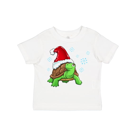 Inktastic Christmas Turtle in with Santa Hat and Snowflakes Boys or Girls Toddler T-Shirt
