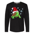 thumbnail image 1 of Inktastic Christmas Turtle in with Santa Hat and Snowflakes Long Sleeve T-Shirt, 1 of 5