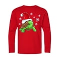 thumbnail image 1 of Inktastic Christmas Turtle in with Santa Hat and Snowflakes Long Sleeve Youth T-Shirt, 1 of 5