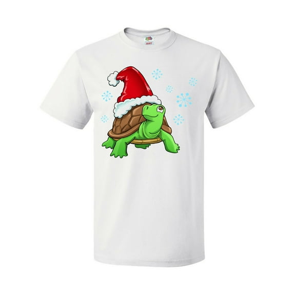 Inktastic Christmas Turtle in with Santa Hat and Snowflakes T-Shirt