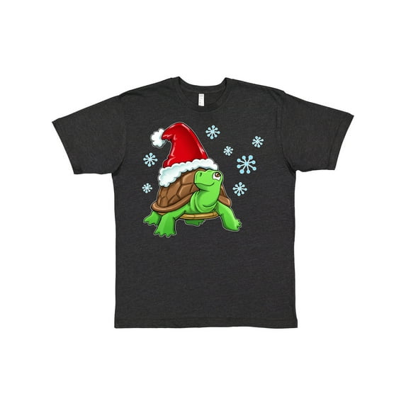 Inktastic Christmas Turtle in with Santa Hat and Snowflakes T-Shirt