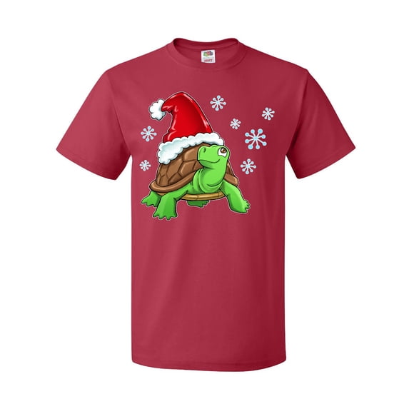 Inktastic Christmas Turtle in with Santa Hat and Snowflakes T-Shirt