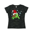 thumbnail image 1 of Inktastic Christmas Turtle in with Santa Hat and Snowflakes Women's T-Shirt, 1 of 5
