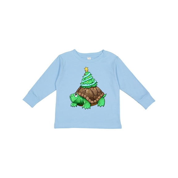 Inktastic Christmas Turtle with Tree Boys or Girls Long Sleeve Toddler T-Shirt