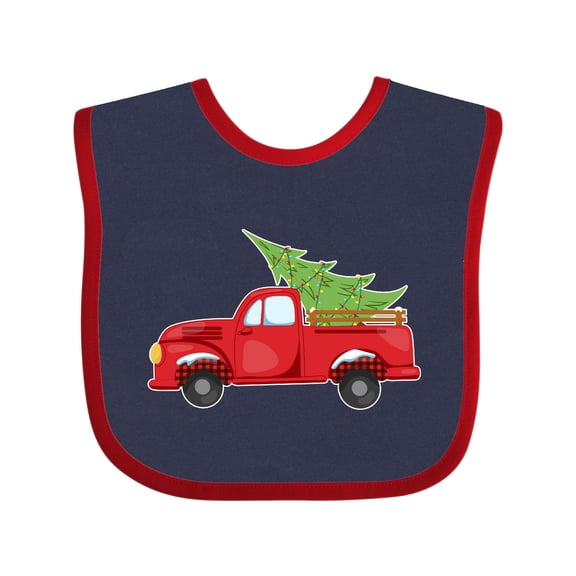 Inktastic Christmas Vintage Truck with Christmas Tree Boys or Girls Baby Bib
