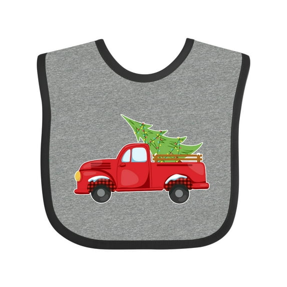 Inktastic Christmas Vintage Truck with Christmas Tree Boys or Girls Baby Bib