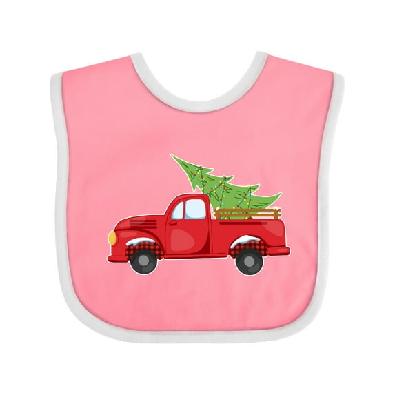 Inktastic Christmas Vintage Truck with Christmas Tree Boys or Girls Baby Bib
