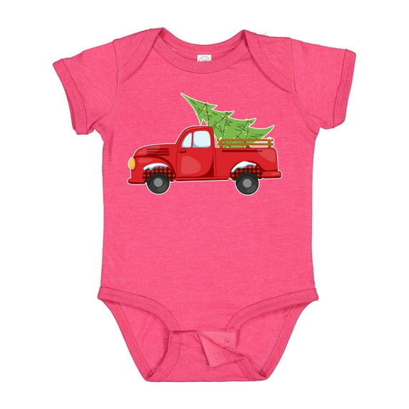 Inktastic Christmas Vintage Truck with Christmas Tree Boys or Girls Baby Bodysuit