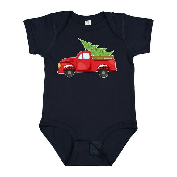 Inktastic Christmas Vintage Truck with Christmas Tree Boys or Girls Baby Bodysuit