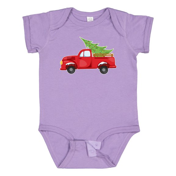 Inktastic Christmas Vintage Truck with Christmas Tree Boys or Girls Baby Bodysuit