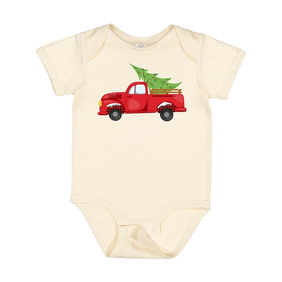 Inktastic Christmas Vintage Truck with Christmas Tree Boys or Girls Baby Bodysuit
