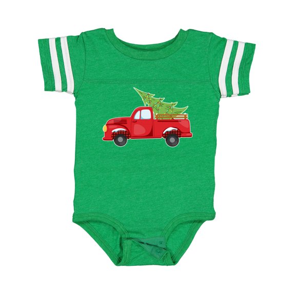 Inktastic Christmas Vintage Truck with Christmas Tree Boys or Girls Baby Bodysuit