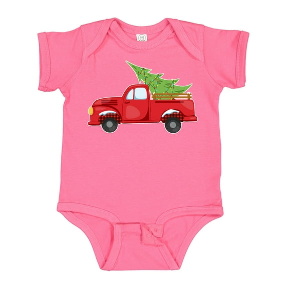 Inktastic Christmas Vintage Truck with Christmas Tree Boys or Girls Baby Bodysuit
