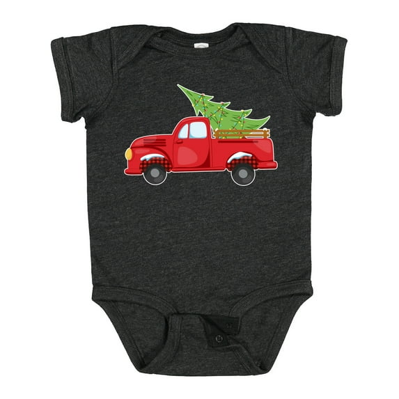 Inktastic Christmas Vintage Truck with Christmas Tree Boys or Girls Baby Bodysuit
