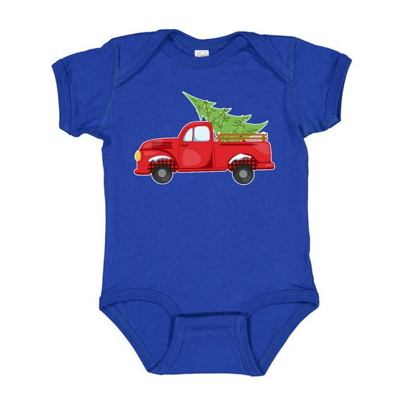 Inktastic Christmas Vintage Truck with Christmas Tree Boys or Girls Baby Bodysuit