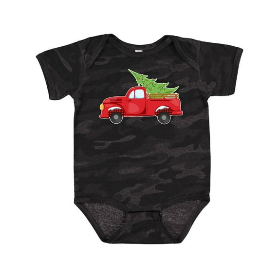 Inktastic Christmas Vintage Truck with Christmas Tree Boys or Girls Baby Bodysuit