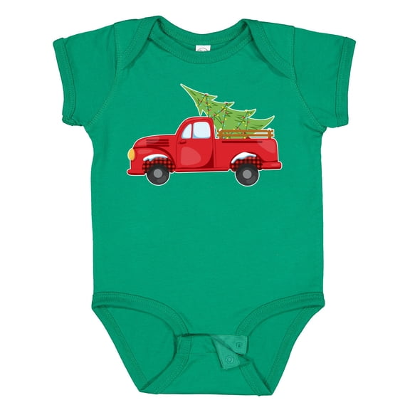 Inktastic Christmas Vintage Truck with Christmas Tree Boys or Girls Baby Bodysuit