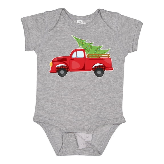 Inktastic Christmas Vintage Truck with Christmas Tree Boys or Girls Baby Bodysuit