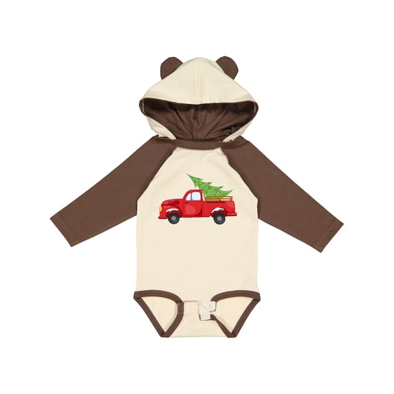 Inktastic Christmas Vintage Truck with Christmas Tree Boys or Girls Long Sleeve Baby Bodysuit