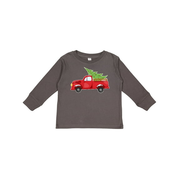 Inktastic Christmas Vintage Truck with Christmas Tree Boys or Girls Long Sleeve Toddler T-Shirt