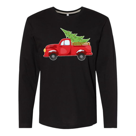 Inktastic Christmas Vintage Truck with Christmas Tree Long Sleeve T-Shirt