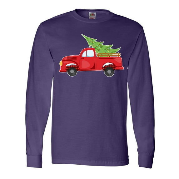 Inktastic Christmas Vintage Truck with Christmas Tree Long Sleeve T-Shirt