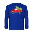thumbnail image 1 of Inktastic Christmas Vintage Truck with Christmas Tree Long Sleeve Youth T-Shirt, 1 of 5