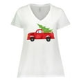 thumbnail image 1 of Inktastic Christmas Vintage Truck with Christmas Tree Women's Plus Size V-Neck T-Shirt, 1 of 5