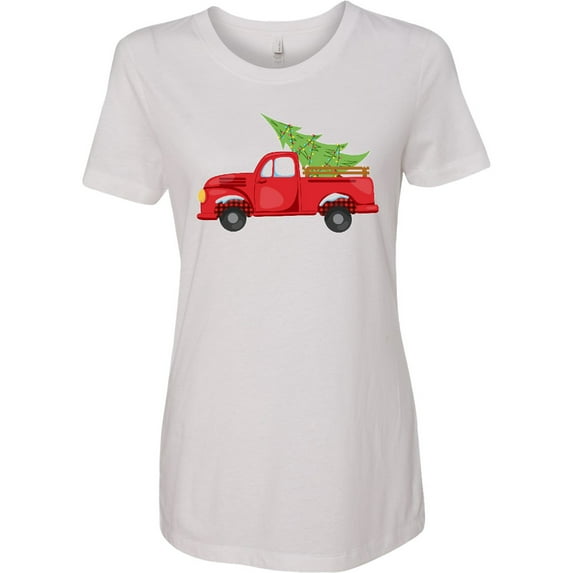 Inktastic Christmas Vintage Truck with Christmas Tree Women's T-Shirt
