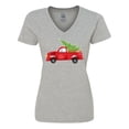 thumbnail image 1 of Inktastic Christmas Vintage Truck with Christmas Tree Women's V-Neck T-Shirt, 1 of 5