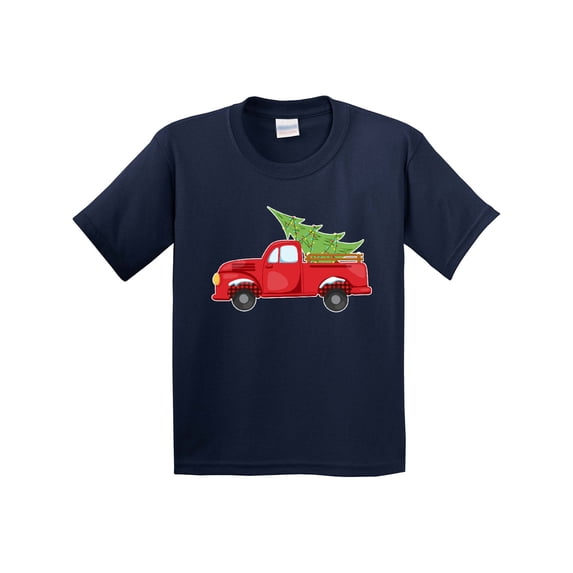Inktastic Christmas Vintage Truck with Christmas Tree Youth T-Shirt