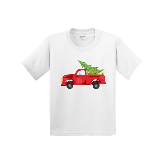 Inktastic Christmas Vintage Truck with Christmas Tree Youth T-Shirt