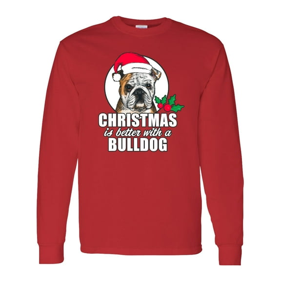 Inktastic Christmas is Better with a Bulldog Long Sleeve T-Shirt