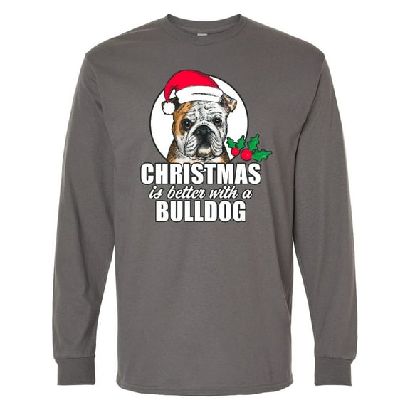 Inktastic Christmas is Better with a Bulldog Long Sleeve T-Shirt
