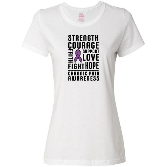 Inktastic Chronic Pain Awareness Strength Courage and Support Women's T-Shirt