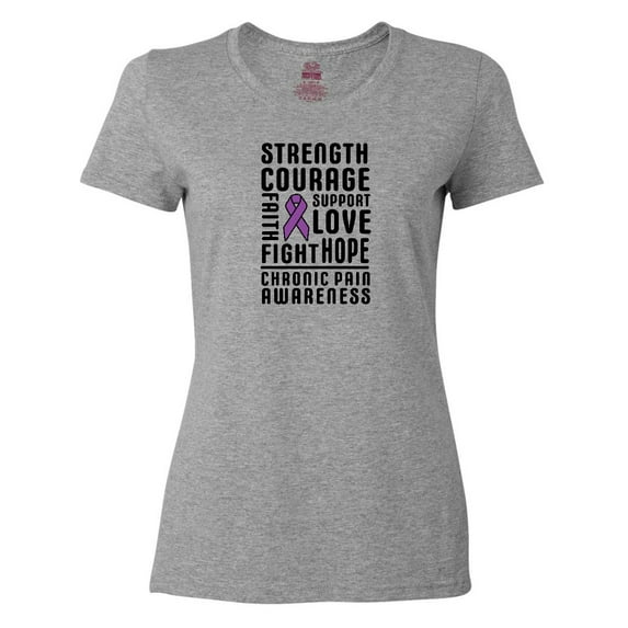 Inktastic Chronic Pain Awareness Strength Courage and Support Women's T-Shirt