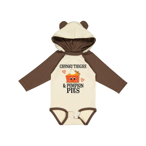 Inktastic Chunky Thighs and Pumpkin Pies Thanksgiving Boys or Girls Long Sleeve Baby Bodysuit