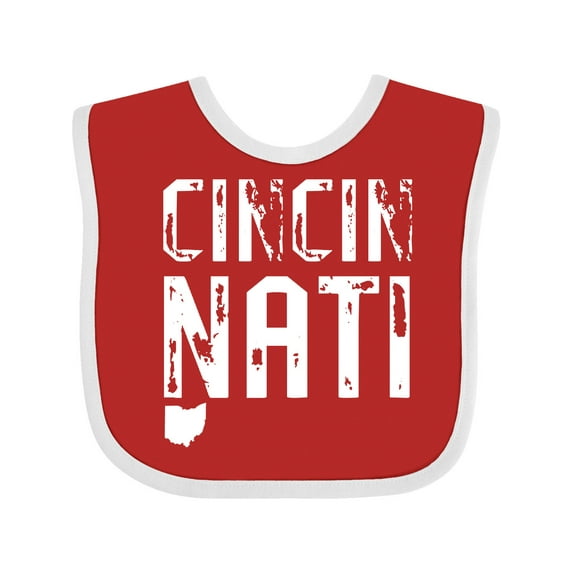 Inktastic Cincinnati, Ohio Distressed Font Boys or Girls Baby Bib