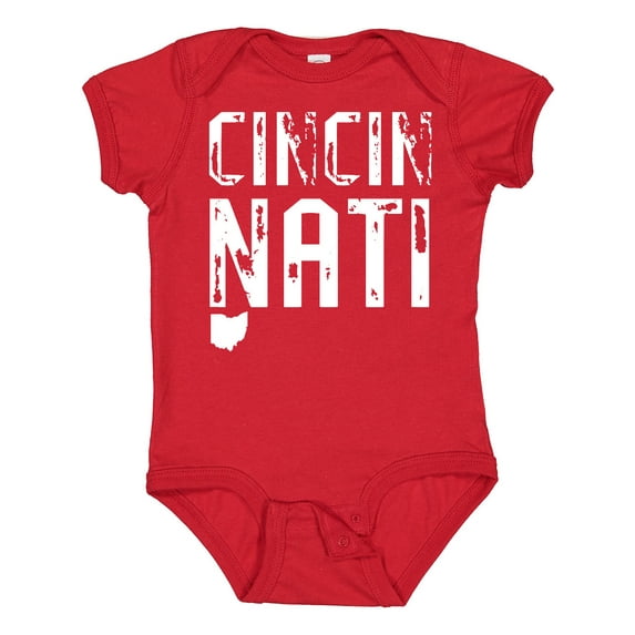 Inktastic Cincinnati, Ohio Distressed Font Boys or Girls Baby Bodysuit