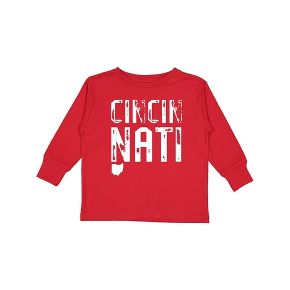 Inktastic Cincinnati, Ohio Distressed Font Boys or Girls Long Sleeve Toddler T-Shirt