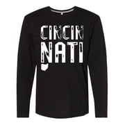 Inktastic Cincinnati, Ohio Distressed Font Long Sleeve T-Shirt