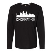 Inktastic Cincinnati Ohio Skyline City Silhouette Long Sleeve T-Shirt