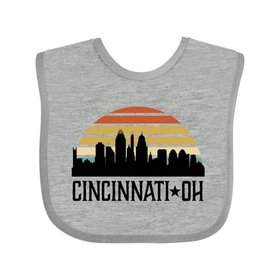 Inktastic Cincinnati Ohio Skyline Retro Boys or Girls Baby Bib